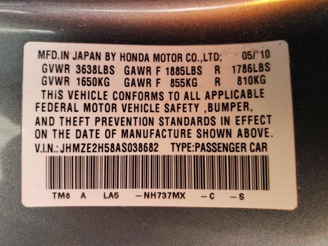 Photo 9 VIN: JHMZE2H58AS038682 - HONDA INSIGHT LX 