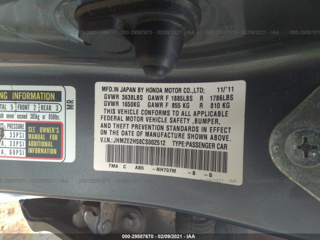 Photo 8 VIN: JHMZE2H58CS002512 - HONDA INSIGHT 