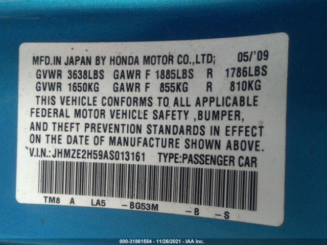 Photo 8 VIN: JHMZE2H59AS013161 - HONDA INSIGHT 