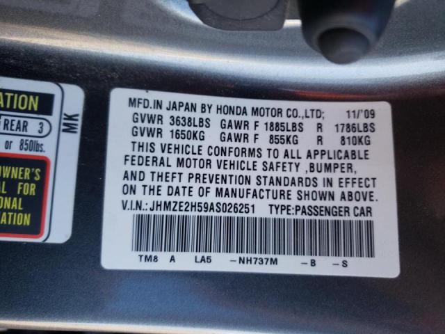 Photo 9 VIN: JHMZE2H59AS026251 - HONDA INSIGHT LX 