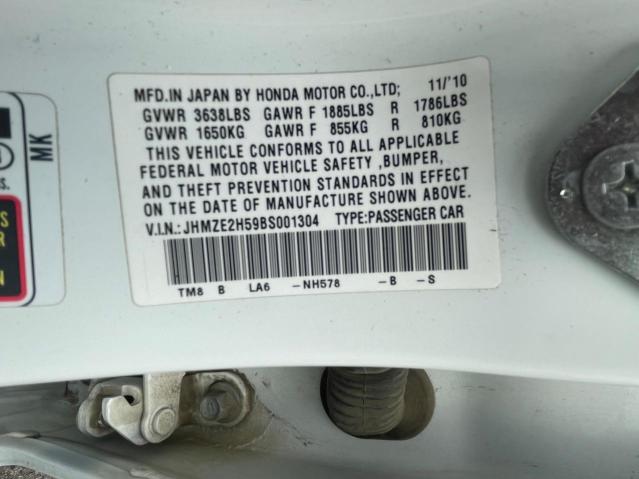 Photo 9 VIN: JHMZE2H59BS001304 - HONDA INSIGHT LX 