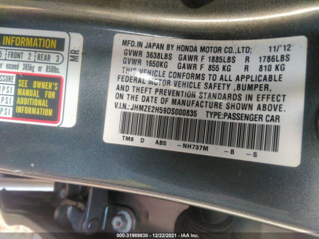 Photo 8 VIN: JHMZE2H59DS000835 - HONDA INSIGHT 