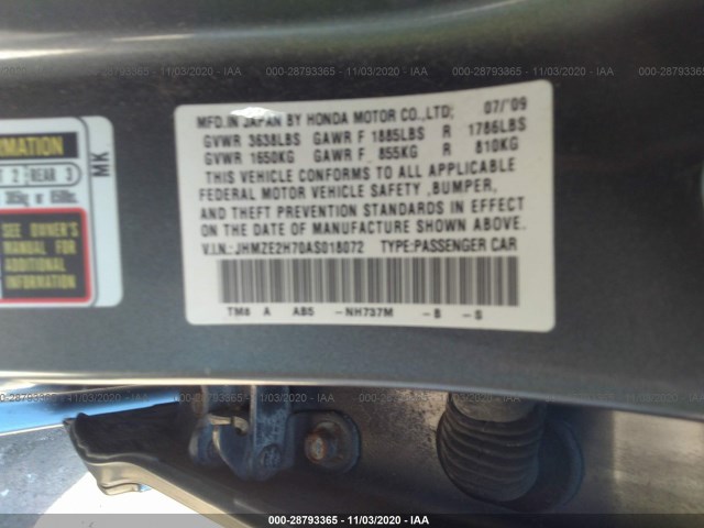 Photo 8 VIN: JHMZE2H70AS018072 - HONDA INSIGHT 