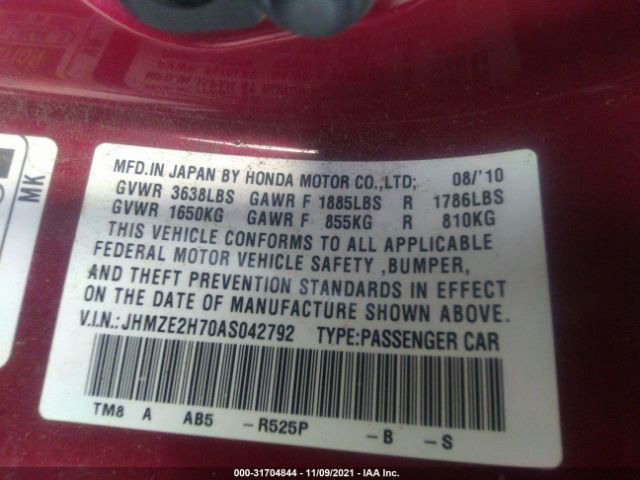 Photo 8 VIN: JHMZE2H70AS042792 - HONDA INSIGHT 