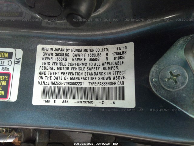 Photo 8 VIN: JHMZE2H70BS002231 - HONDA INSIGHT 