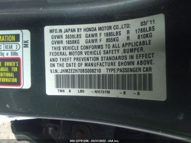 Photo 8 VIN: JHMZE2H70BS008210 - HONDA INSIGHT 