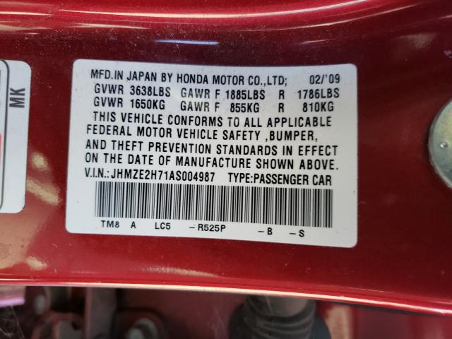 Photo 9 VIN: JHMZE2H71AS004987 - HONDA INSIGHT EX 