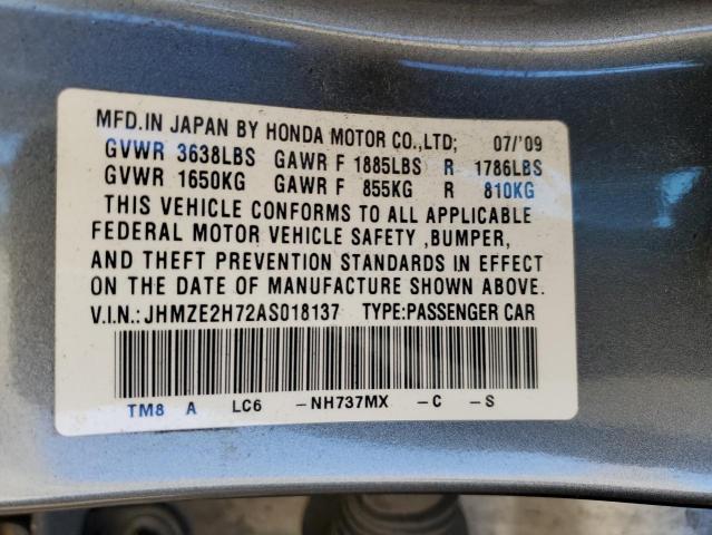 Photo 11 VIN: JHMZE2H72AS018137 - HONDA INSIGHT EX 