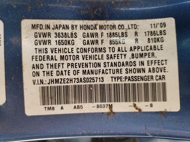 Photo 9 VIN: JHMZE2H73AS025713 - HONDA INSIGHT EX 