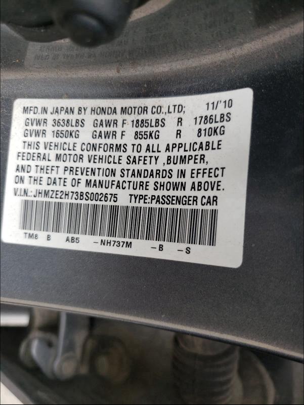 Photo 9 VIN: JHMZE2H73BS002675 - HONDA INSIGHT EX 