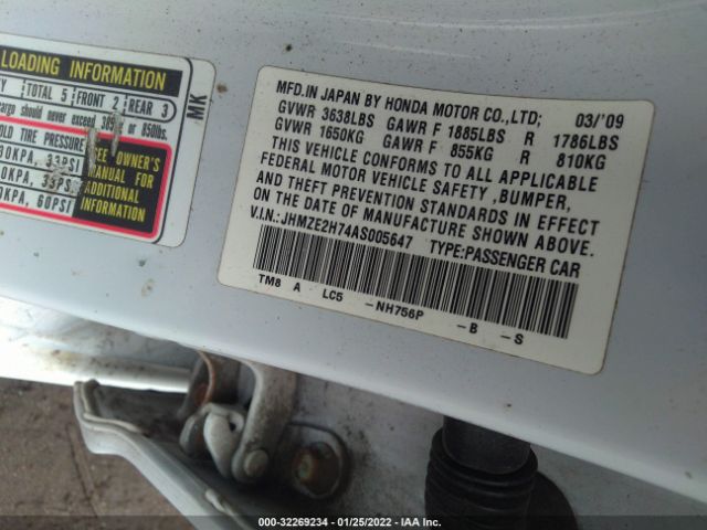 Photo 8 VIN: JHMZE2H74AS005647 - HONDA INSIGHT 