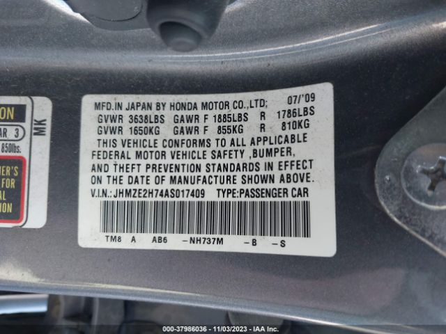 Photo 8 VIN: JHMZE2H74AS017409 - HONDA INSIGHT 