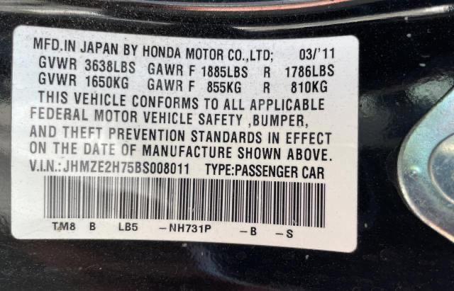 Photo 9 VIN: JHMZE2H75BS008011 - HONDA INSIGHT EX 