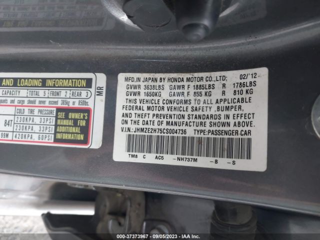 Photo 8 VIN: JHMZE2H75CS004736 - HONDA INSIGHT 