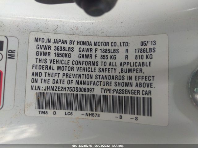 Photo 8 VIN: JHMZE2H75DS006097 - HONDA INSIGHT 