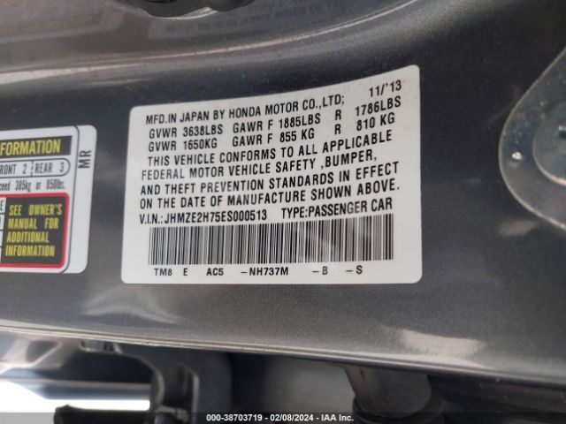 Photo 8 VIN: JHMZE2H75ES000513 - HONDA INSIGHT 