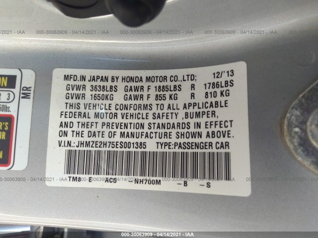 Photo 8 VIN: JHMZE2H75ES001385 - HONDA INSIGHT 