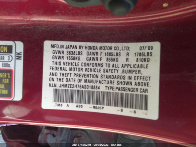 Photo 8 VIN: JHMZE2H76AS018884 - HONDA INSIGHT 