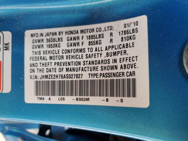 Photo 11 VIN: JHMZE2H76AS027827 - HONDA INSIGHT 