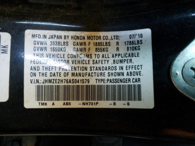 Photo 9 VIN: JHMZE2H76AS041579 - HONDA INSIGHT EX 