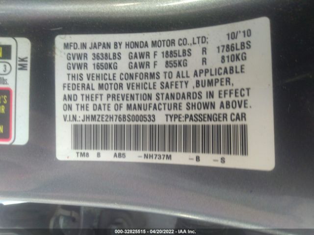 Photo 8 VIN: JHMZE2H76BS000533 - HONDA INSIGHT 