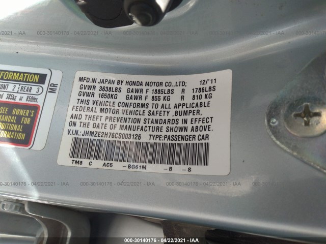 Photo 8 VIN: JHMZE2H76CS003126 - HONDA INSIGHT 