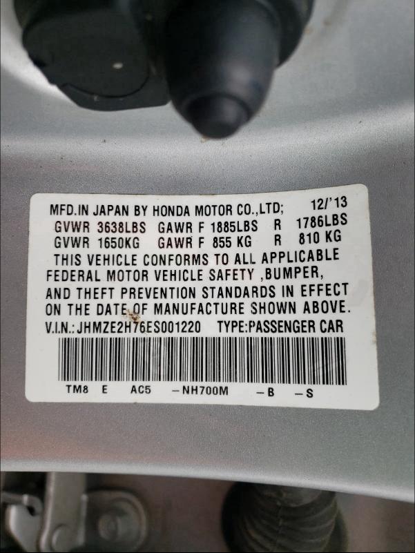 Photo 9 VIN: JHMZE2H76ES001220 - HONDA INSIGHT EX 