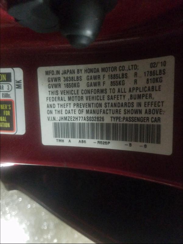 Photo 9 VIN: JHMZE2H77AS032826 - HONDA INSIGHT EX 