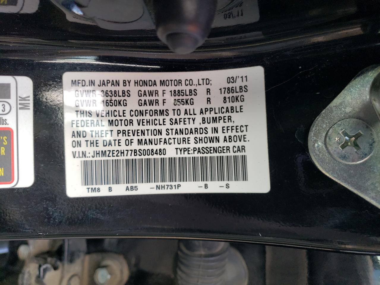 Photo 11 VIN: JHMZE2H77BS008480 - HONDA INSIGHT 