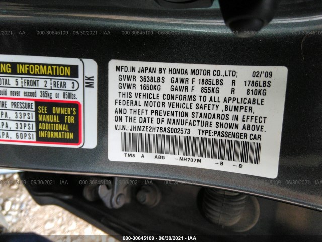 Photo 8 VIN: JHMZE2H78AS002573 - HONDA INSIGHT 