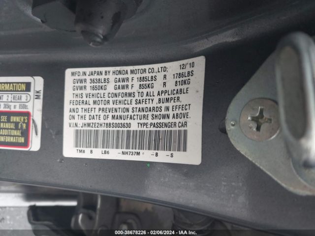 Photo 8 VIN: JHMZE2H78BS003630 - HONDA INSIGHT 