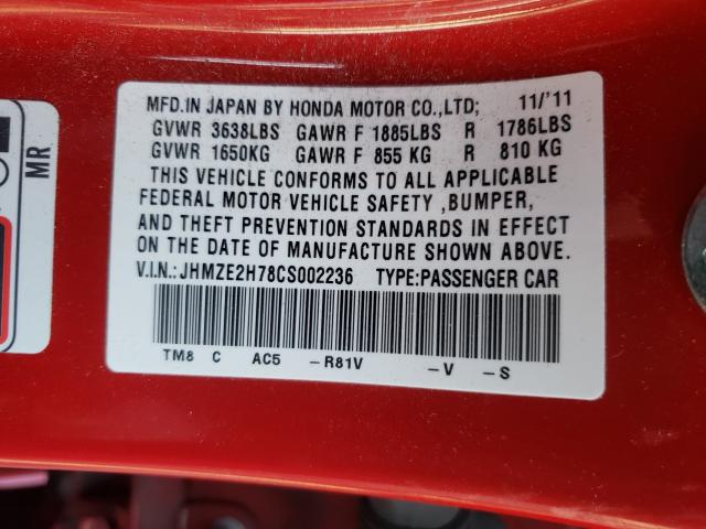 Photo 9 VIN: JHMZE2H78CS002236 - HONDA INSIGHT EX 