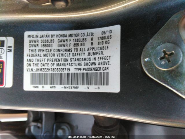 Photo 8 VIN: JHMZE2H78DS005719 - HONDA INSIGHT 