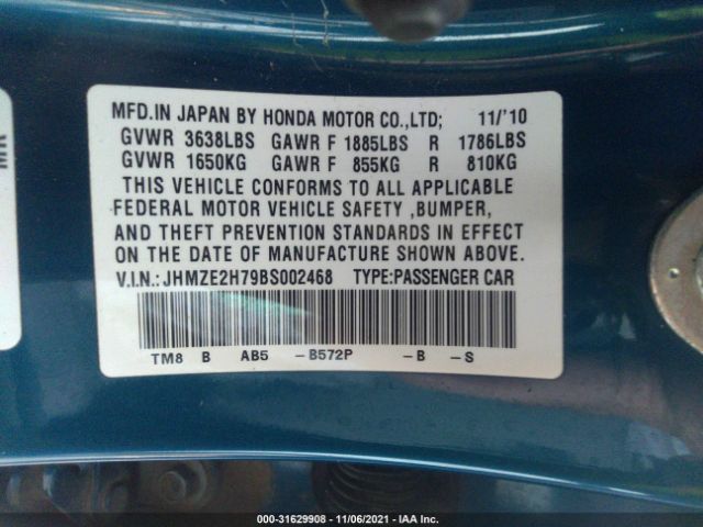 Photo 8 VIN: JHMZE2H79BS002468 - HONDA INSIGHT 