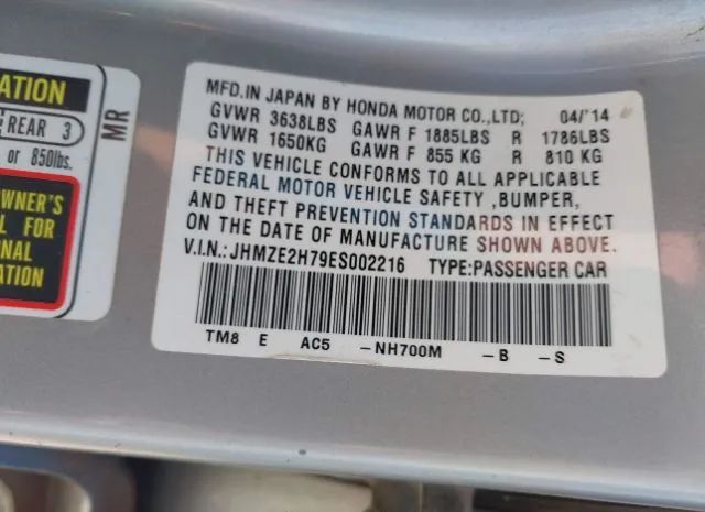 Photo 8 VIN: JHMZE2H79ES002216 - HONDA INSIGHT 