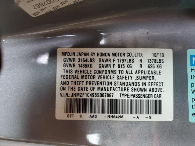 Photo 11 VIN: JHMZF1C49BS007867 - HONDA CRZ 