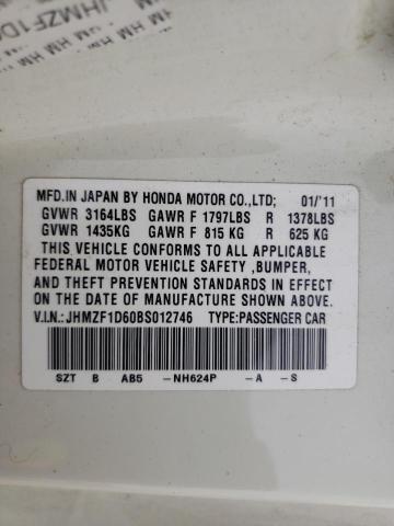 Photo 11 VIN: JHMZF1D60BS012746 - HONDA CR-Z EX 