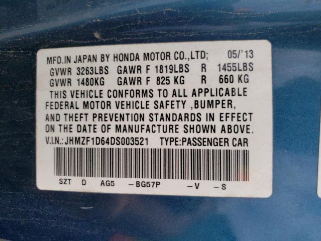 Photo 11 VIN: JHMZF1D64DS003521 - HONDA CR-Z EX 