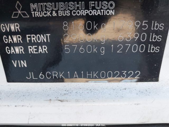 Photo 8 VIN: JL6CRK1A1HK002322 - MITSUBISHI FUSO FEC92S 