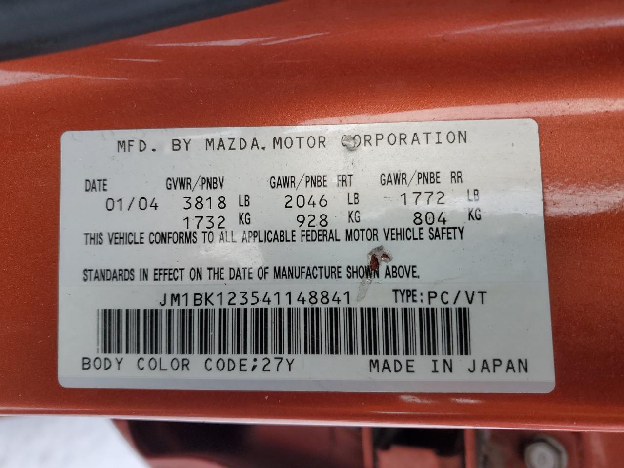 Photo 11 VIN: JM1BK123541148841 - MAZDA 3 