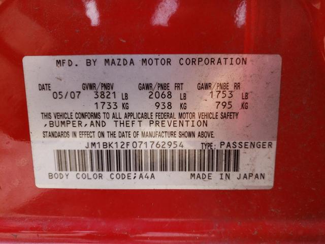 Photo 11 VIN: JM1BK12F071762954 - MAZDA 3 I 