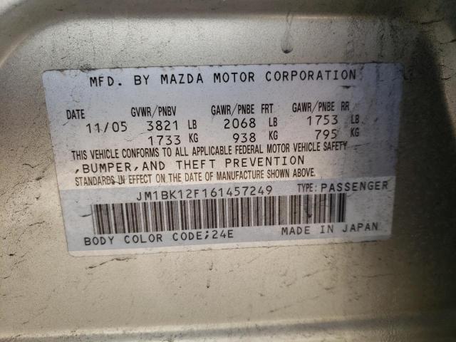 Photo 9 VIN: JM1BK12F161457249 - MAZDA 3 I 