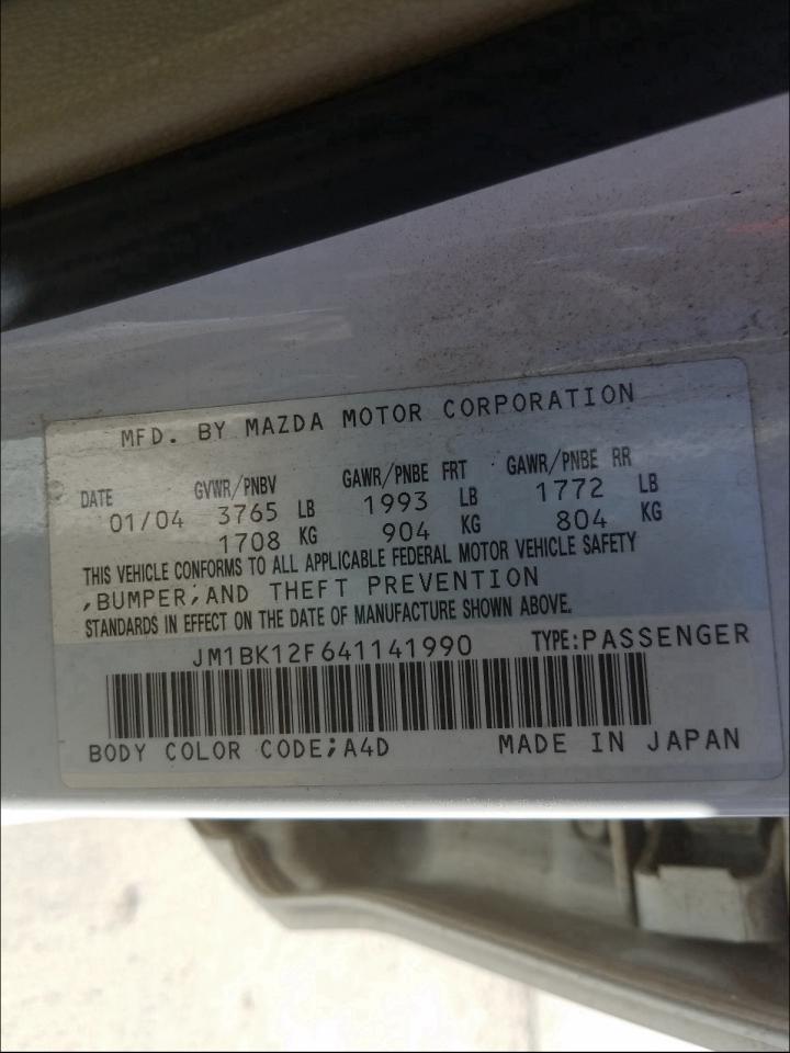 Photo 9 VIN: JM1BK12F641141990 - MAZDA MAZDA3 