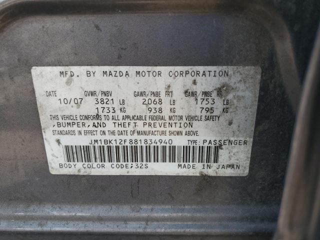 Photo 11 VIN: JM1BK12F881834940 - MAZDA 3 I 