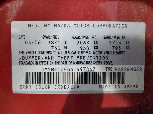 Photo 12 VIN: JM1BK12G661497867 - MAZDA 3 I 