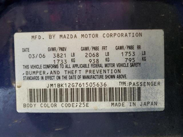 Photo 11 VIN: JM1BK12G761505636 - MAZDA 3 I 