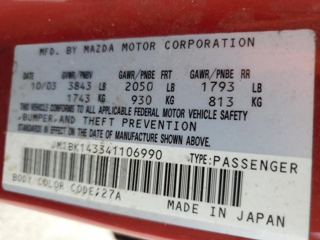 Photo 12 VIN: JM1BK143341106990 - MAZDA MAZDA3 