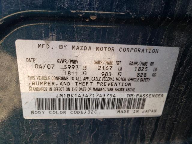 Photo 11 VIN: JM1BK143471743794 - MAZDA MAZDA3 