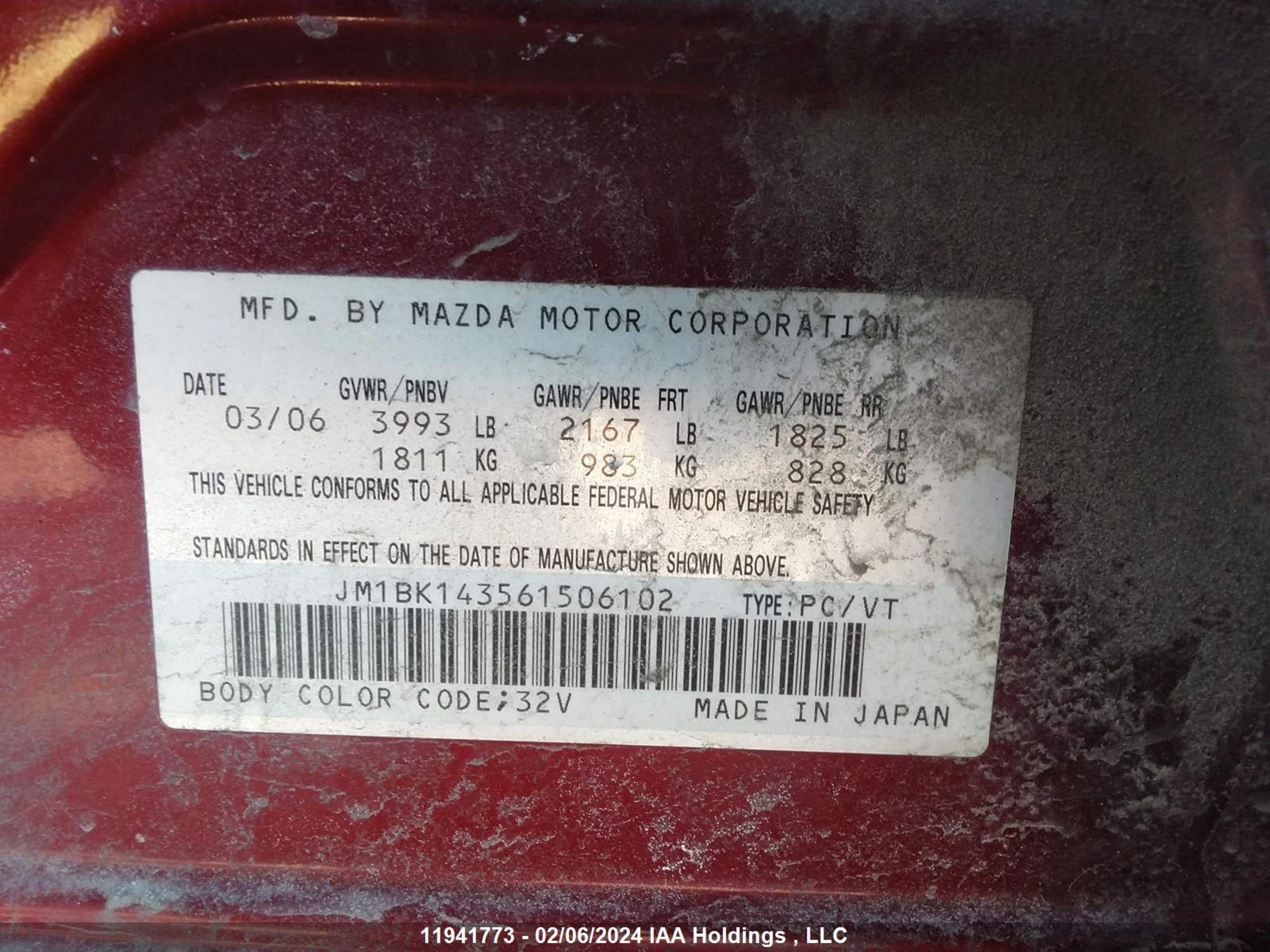 Photo 8 VIN: JM1BK143561506102 - MAZDA 3 