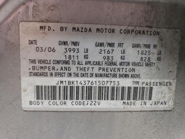 Photo 11 VIN: JM1BK143761507753 - MAZDA MAZDA3 